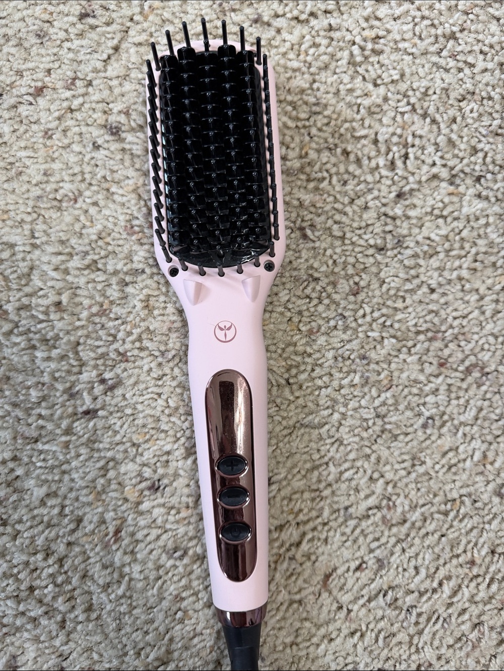 Lange Pink and Black Heated Straightening Brush